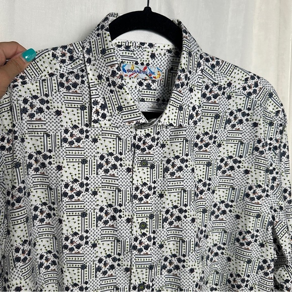 Brandolini All Over Graphic Print Button Up Dress Shirt Business Casual Vintage - Picture 8 of 17